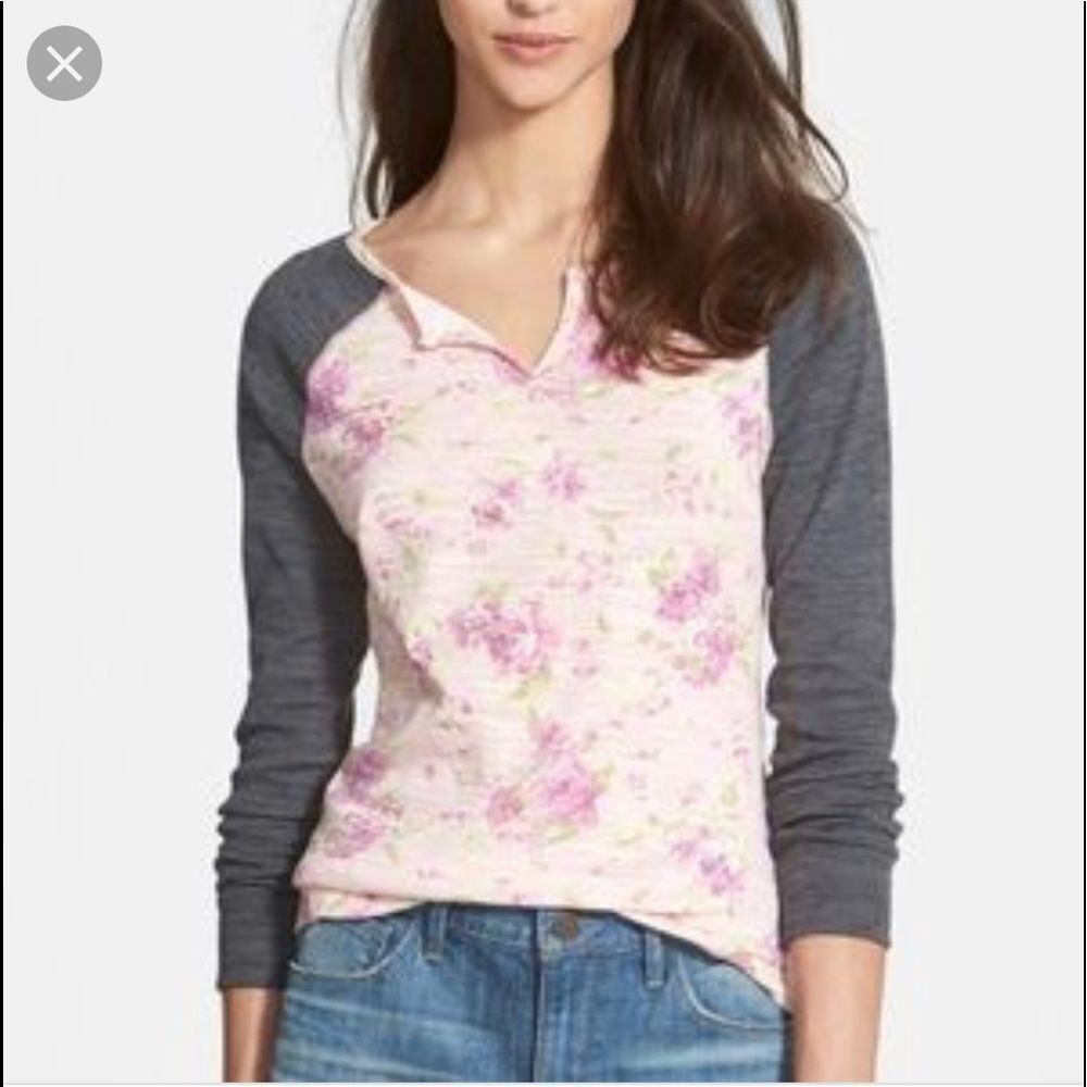 Stem floral and grey long sleeved  top XS
